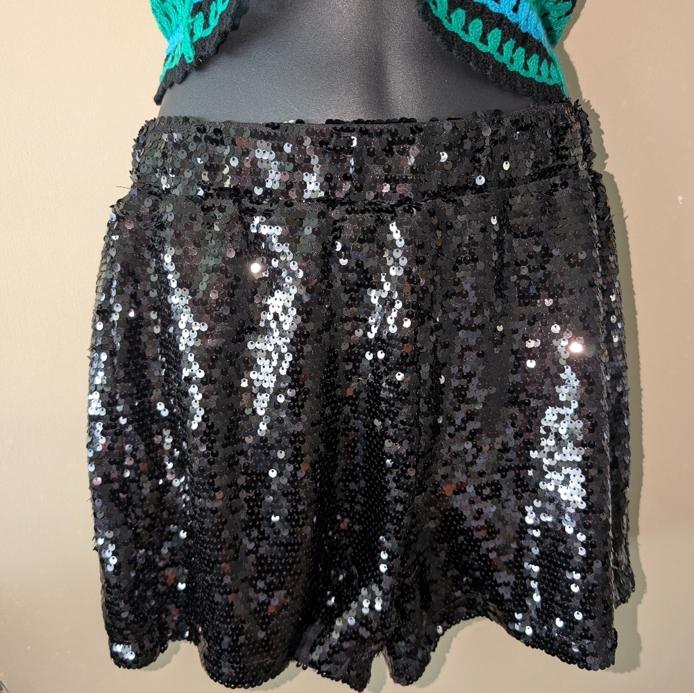 Sincerely Jules Black Sequin Shorts Size M
